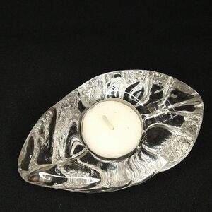 Italian Crystal Leaf Dual Taper candle or Tea Light Candleholder by IVV